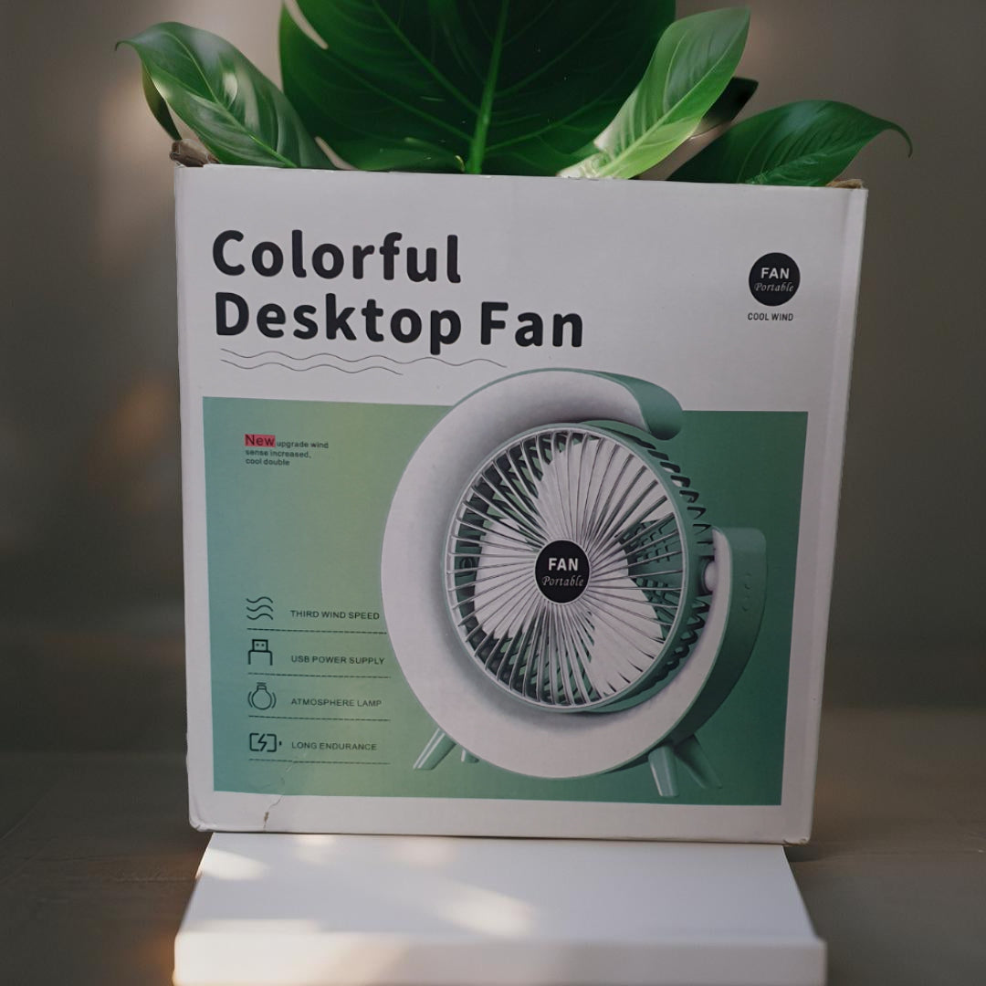 Colorful RGB, Desktop Fan, Fan Portable, COOL WIND, FAST TURBO FAN