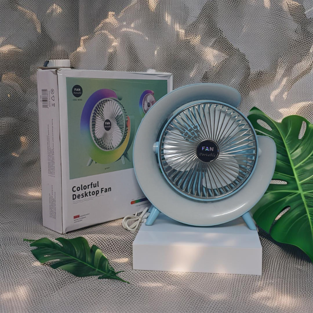 Colorful RGB, Desktop Fan, Fan Portable, COOL WIND, FAST TURBO FAN