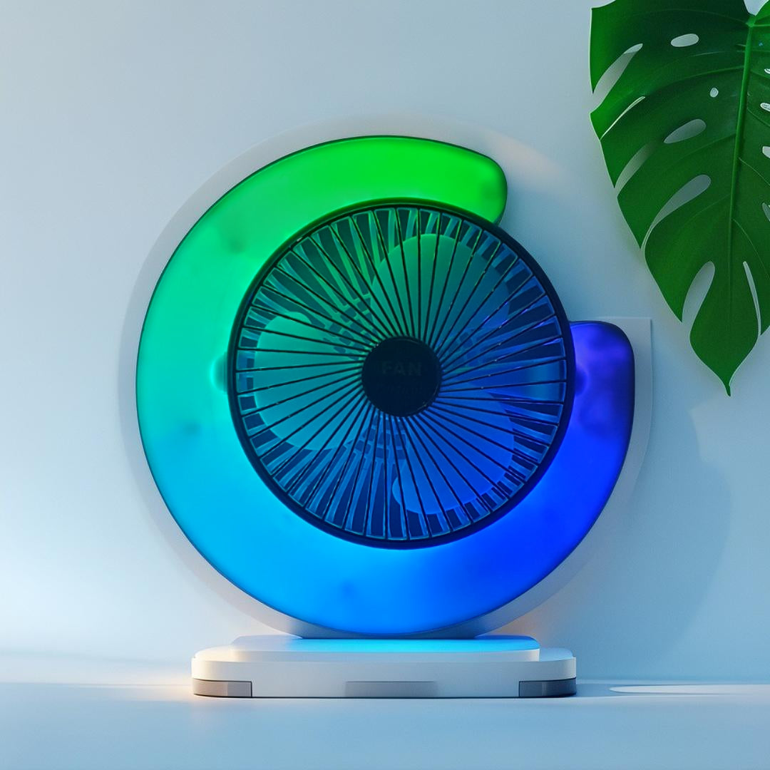 Colorful RGB, Desktop Fan, Fan Portable, COOL WIND, FAST TURBO FAN