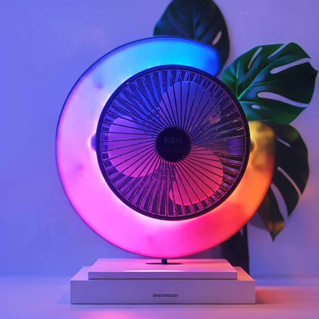 Colorful RGB, Desktop Fan, Fan Portable, COOL WIND, FAST TURBO FAN
