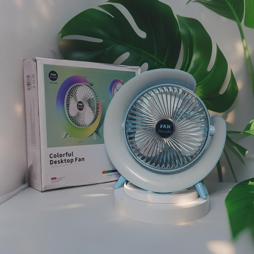 Colorful RGB, Desktop Fan, Fan Portable, COOL WIND, FAST TURBO FAN